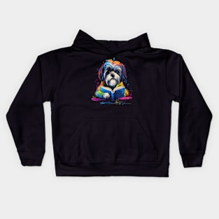 Shih Tzu Reads Book Kids Hoodie